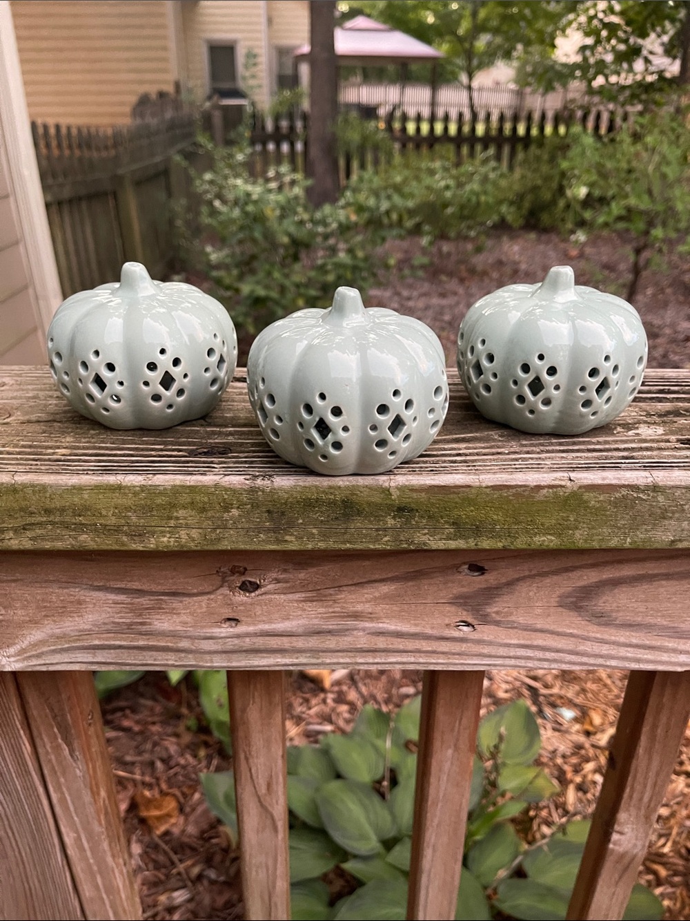 Martha Stewart Set of 3 Lighted Ceramic Pumpkins